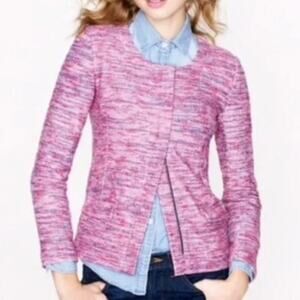 J. Crew Blue and Red Cotton Blend Micro-Tweed Poppy Blazer Jacket • Size S ⬇️